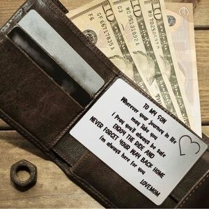 Gift for Son Engraved Metal Wallet Card
